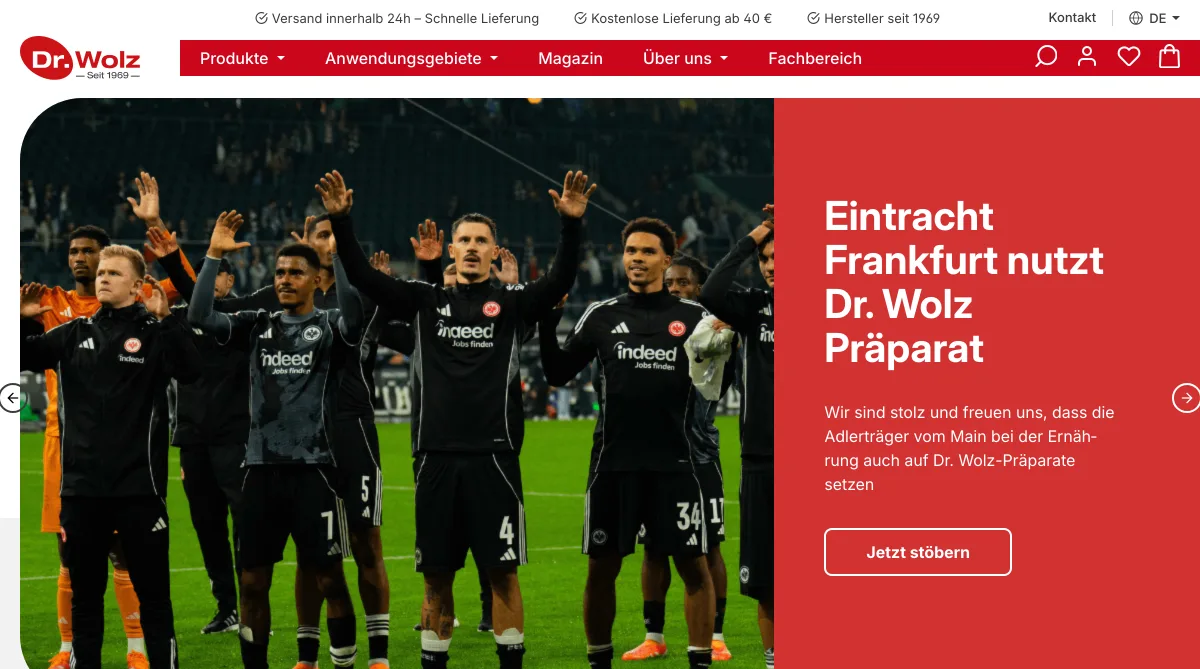Shopware 6 Storefront theme for Dr. Wolz, a German supplement manufacturer