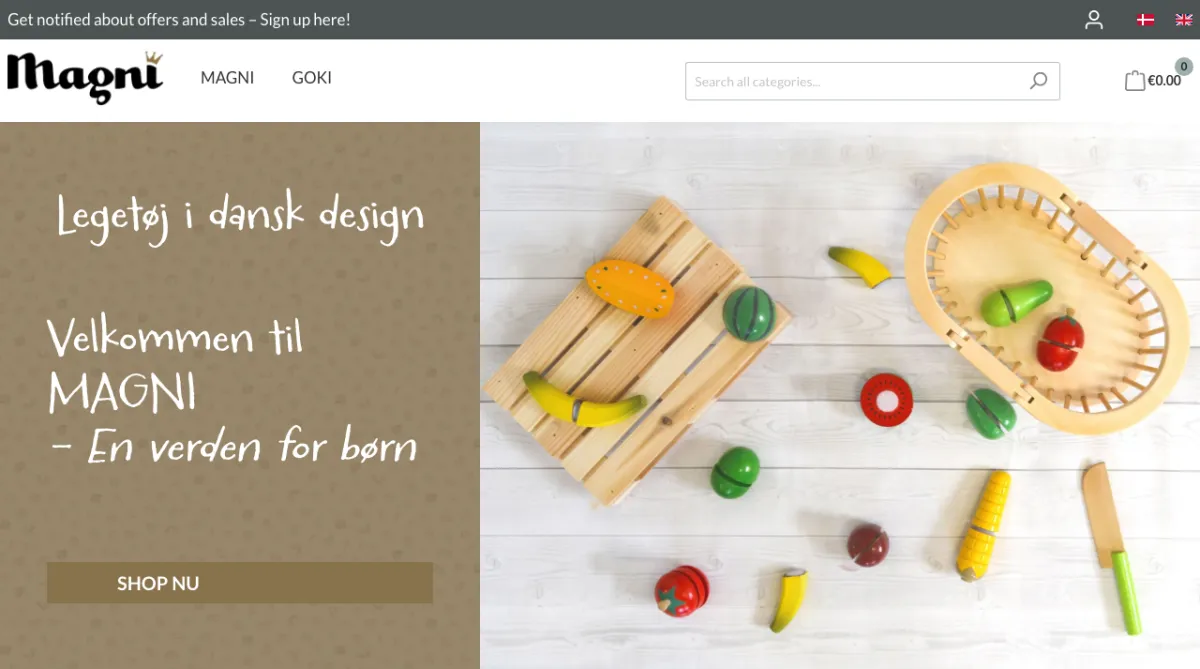 Shopware 6 Storefront-Theme für Magni, eine dänische Spielzeugmarke